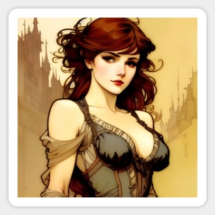 Sexy red haired woman Sticker